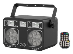 LED Scenbelysning Projektor, 5-i-1 Effekter, DMX & Fjärrkontroll,svart, EU-kontakt