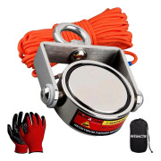 Magnetisk Fiskemagnet, 200KG Dragkraft, N52 Neodymium, Totate300KG Set