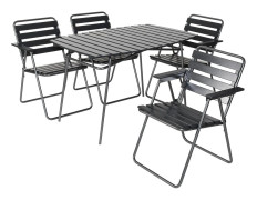 Bordsgruppset Varax Retro 403 + 4 st 305 Grå/Svart - Grå/Svart