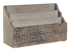 Flerfunktionell förvaring DKD Home Decor Vit Naturell Mangoträ 32 x 13 x 21 cm (12 antal)