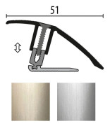 Flexibelt profil för justering Parkett L 51 mm Höjdskillnad 7 - 23 mm i aluminium Platinium