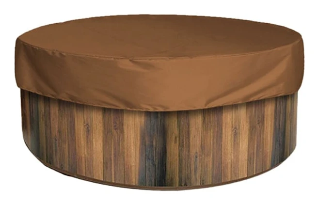 Rund pooltäckning, poolskydd, solskydd för simbassäng, vattentätt spa-skydd, 190T för utomhusspabadkar,——Brun 190×30cm