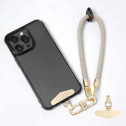 LEEU DESIGN 30cm Smartphone Rem Cell Phone Polyester Nyckelband med Metall Tether Tab - Khaki