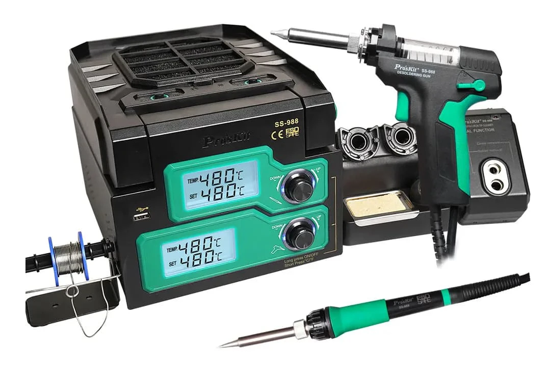 SS-988H Lödstation, 480°C Justerbar Temperatur, Integrerad Rökavskiljare,SS-988H, 220V