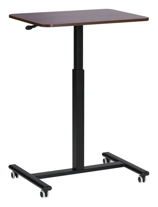 Manuellt Justerbart Mobilt Laptopbord Mörkt Trä Stålram 65 x 48 cm Sitt och Stå Modern Design Kontor
