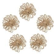 Säckvävsblommor Set Säckväv Hantverk Hampa Rep Tusensköna Rustik DIY Hantverk Jute Linne Blomma Jul Bröllop Fest Dekoration 5st brun