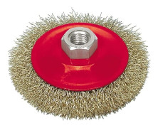 Vorel Disc brush with thread corrugated wire 100mm 06972