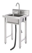 Fristående kommersiell diskbänk, 201 rostfritt stål, enkel skål, golvstående,Silver