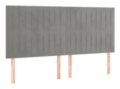Huvudgavel - Ej angiven - 100x5x78/88 cm - Ljusgrå sammet - Klassisk stil - 4 delar