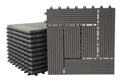 Golvbeläggning WPC balkong terrass träutseende 11 bitar 30x30cm 1m² förskjutning i grå teak 04_0005439