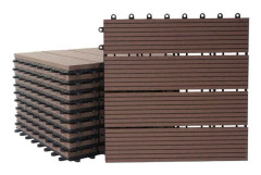 Terrassplattor 11 i träutseende av WPC 30 x 30 klippbar 1m² balkong trädgård och utomhus färg kaffe