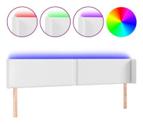 Sänggavl - LED - 183x16x78/88 cm - Vit konstsko - Modern design - Fläckbeständig