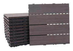 11x WPC-golvplattor med träutseende för balkong/terrass, strukturerad 3D linjär 30 x 30 cm = 1 m², gråbrun våffla 04_0006193