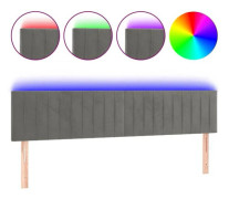 Huvudgavel - Ej specificerat - 160 cm - Ljusgrå sammet - Integrerad LED - Modern design