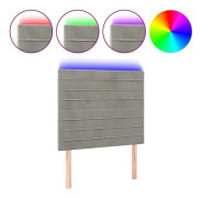 Sänggavel - Ej specificerad - 100x5x118/128 cm - Ljusgrå sammet - Integrerad LED - Modern stil