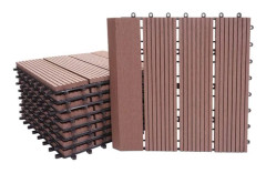 11x WPC klinkergolvplattor med träutseende för balkong/terass 30 x 30 cm = 1 m² kaffefärg linjär vertikal 04_0006196