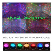 2-pack Uppladdningsbar Mini Discolampa Nattlampa 2-i-1, Automatisk/Ljudaktiverad Discoboll Festbelysning Jul Pubdekoration Födelsedagspresent
