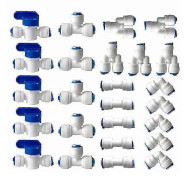 Vattenfilter Omvänd Osmostillbehör, 1/4\" (6MM) Pushfit Rak Koppling för Vattenfilterslang, Kylskåpskopplingar Rör (Y+T+I+L Typ Kombination)