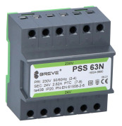 Enfastransformator PSS 63N 230/24V IP30 för DIN-skena TH-35 i modulärt hölje