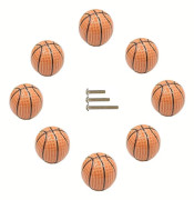 8 st Kraftiga Keramiska Basketbollformade Knoppar, Sporttema Förskolebarns Heminredning Knoppdrag för Barns Skrivbord