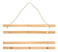 Magnetisk affischhållare - MÉGACRÉA DIY - 41 cm - Obehandlat trä - 16 cm bomullssnöre - 4 rektangulära band