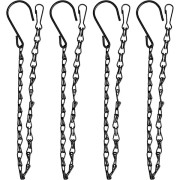 4-pack 17,7 tum Hängande Kedja med Krokar för Hängande Fågelmatare, Fågelbad, Planterare, Lyktor, Vindspel, Korgar (Svart)