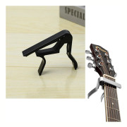 1 ST (svart, ca 8,5 * 8 cm) Universal kromkapo, kompatibel med akustiska, klassiska, elektriska och basgitarrer