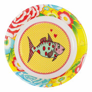 Les Trésors De Lily [R0635] - Mångfärgad gul melaminsoppstallrik 'Saperlipopette' (Mrs. Fish) - 19x5 cm gul