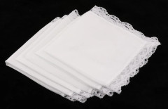 5 st 100% Bomull Vita Näsdukar Ficknäsduk Fickfyrkant för Män Kvinnor 23x25cm as described vit