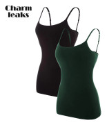 Charmleaks Dam Camisole Bomull Linne Underkläder Dam Underkläder Justerbar rem Nattsovkläder Fitness Wear Pack x 2 L blå