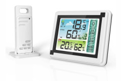 Inomhus utomhus trådlös termohygrometer Temperatur Fuktighetsövervakning Väderklocka Digital 1 vit