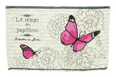 Les Trésors De Lily [A0272] - Bomullsmatta 'Le Temps des Papillons' rosa grå - 80x50 cm stark rosa