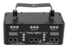 DJ-festljus, 15 RGB+UV LED-lampor, 64 mönster, ljud-/DMX-kontroll,svart