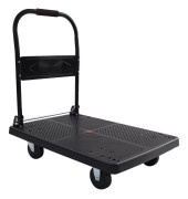 Plattformvagn, 360° roterande tysta hjul, 400 kg lastkapacitet, hopfällbar design,svart