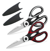 Kraftiga Köksaxar 2-pack, Vassa Köksaxar i Rostfritt Stål med Skydd, Multifunktionella Köksaxar för Kött, Diskmaskinsäkra.