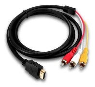 HDMI till RCA-kabel, 1080P HD-omvandlarkabel för HDMI till 3RCA-dekoder, Röd Gul Vit Ljudvideokabeladapter för TV HDTV DVD - 1,5m