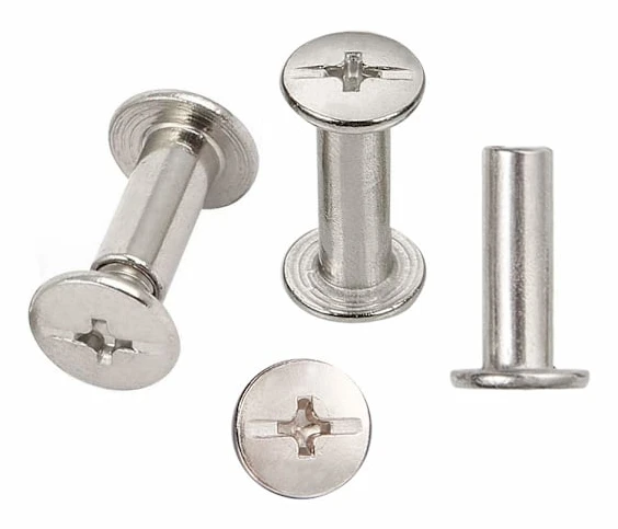 30 set Chicago bindningsskruvar, bindningsskruvstolpar 5 mm x 15 mm, silverton