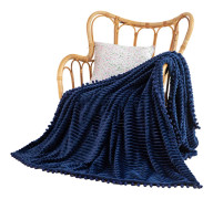 Fleecefilt Plädstorlek – 51x63 tum, Mjuk, Plyschig, Fluffig, Luddig, Varm, Mysig – Perfekt Pläd för Soffa, Säng, Soffgrupp - med Pompom-Frans
