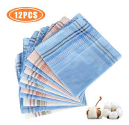12 Pcs Men's Handkerchiefs, Soft 100% Cotton Pocket Handkerchief
