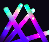 Bulk Glow Sticks - 24 LED Foam Sticks with 3 Flashing Modes