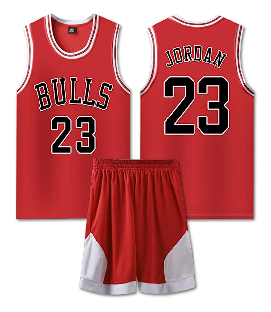 #23 Michael Jordan Baskettröja Set Bulls Uniform för Barn Vuxna - Röd 5XL (185-190CM)