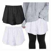2-pack Damkjolar, Minikjol, Bluskjol, Underkjol, Falsk Topp, Skjorta, Miniunderkjol - Bra kvalitet Svart vit
