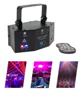 Laserprojektor, 12 effekter, fjärrkontroll, 10W effekt,svart