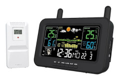 Fashion Färgglad Skärm Väderprognos Klocka Multifunktion Kalender Hygrometer för Utomhusbruk Black EU plug