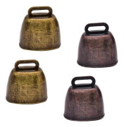 4 st Metall Ko Ko Bjällra Kopparklockor, Herdeklocka Ko Bjällra Gårdsklocka, Jordbruks Skrivbordstillbehör Ornament DIY Hantverk. Grön/bronsröd