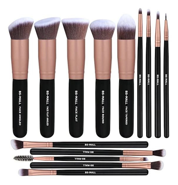 BS01 Sminkborstar Set - 14 delar BS-MALL Professionellt Borstset för Makeup