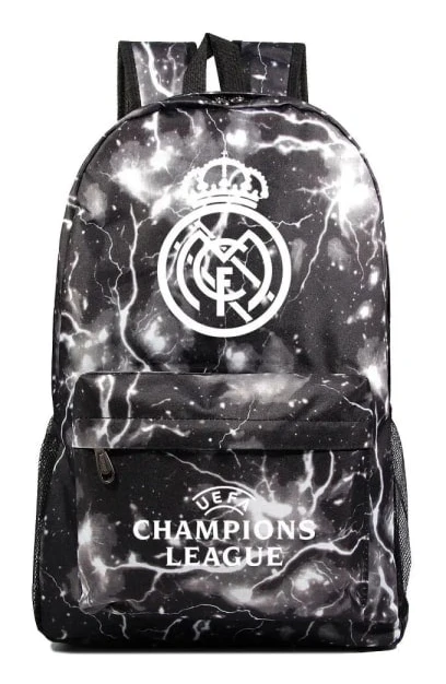 Real Madrid Champions League Graffiti Ryggsäck för Skola och Resor, Kompatibel med Förvaringsväska[YDE]