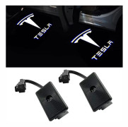 Större Projektionsljus Pöl Ljus Logotyp Projektor Dörr Välkomststeg Ljus Tillbehör för Tesla Model 3/S/X/Y (1. Emblem med Bokstav 2 st)[CM]