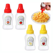 4 st Mini Ketchupbehållare, 25 ml Ketchup/Honung/Sojasås/Sallad Pressbara Såsbehållare, Små Pressbara Såsflaskor med Skruvlock