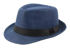 Unisex Straw Fedora Panama Hatt Sommar Sol Kort Brätte Blommig Trilby Kubansk Hatt